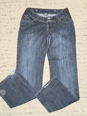 Patch Women's Boot-Cut Jeans in Dark Blue Denim XS 26x30